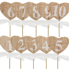 Hessian Table Numbers 1-20 Burlap Heart Wedding Party Vintage Rustic Shabby Chic