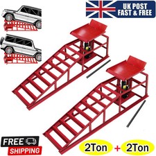 4 ton Hydraulic Car Ramps 2PC Heavy Duty Garage Auto Van Bottle Lift Jack Ramp