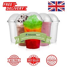 12oz Smoothie Cups & Domed Lid Clear Plastic Party Cup For Milkshake Juice Slush