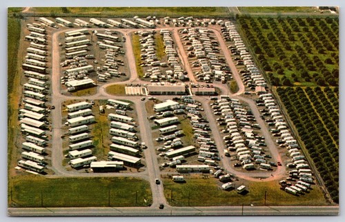 Aerial twin palms mobile home - palms,