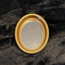 Vintage Plastic Oval Hanging Mirror 4”x5”