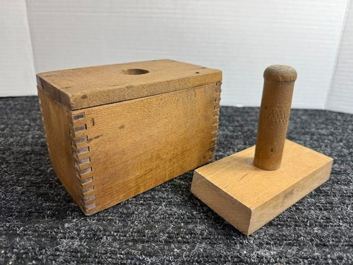 Antique wooden butter mold box - butter,