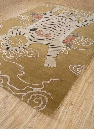 Tibetan tiger hand tufted - tiger, hand-tufted