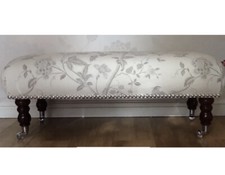 A new footstool in Laura Ashley Summer Palace Dove Grey fabric