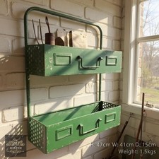 Green Distressed Finish Vintage Retro Style Storage Unit Shelve Rusty/Industrial