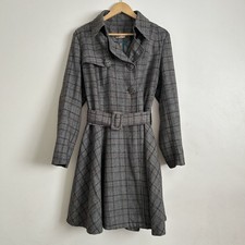 Love Label Littlewoods A-line Flare Belted Trench Coat Vintage Size 16 Wool