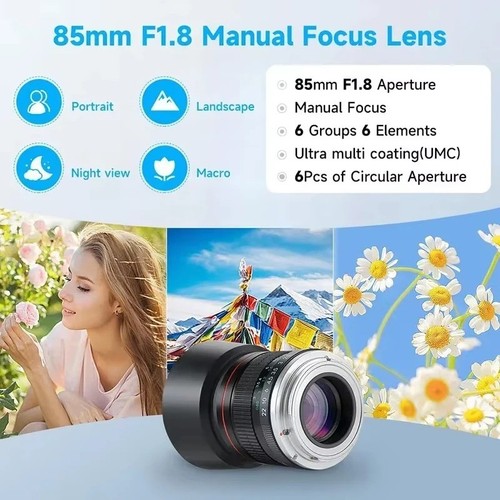 85mm full frame - f1.8, manual