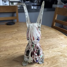Large Murano Art Glass Colourful Rabbit Ornament / Vase  31cm high 1.2kg