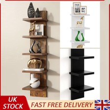 5-Tier Wall Shelf Bookshelf Vertical Floating Shelf Photo Display Rack Art Decor