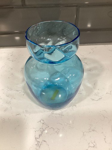 Vintage hand blown blue glass - blue,