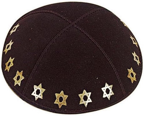 Black gold star - black, suede