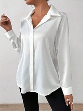 Womens Satin Silk Solid Shirt