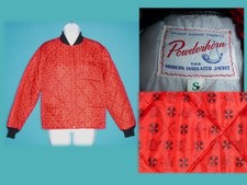 Vtg 40s 50s Powderhorn Quilted Jacket Drums Muskets Snowflakes Sz S