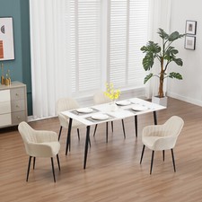 Klihome Set 2/4/6 Dining Chairs Set Velvet Seat Back Metal Legs Kitchen Chair