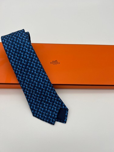Hermes blue silk tie cheval - silk, en