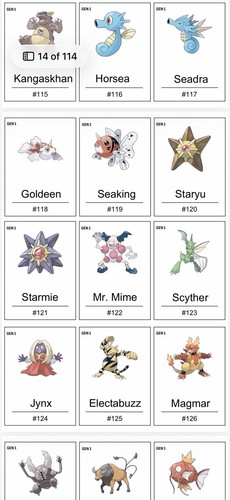 Pokédex Generation 1 to 9