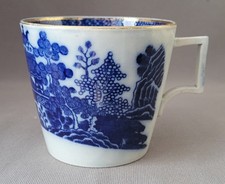 ANTIQUE  LARGE SPODE PEARLWARE WILLOW PATTERN BREAKFAST CUP 3 C1800-10
