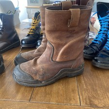 Dr Martens Airwair Rigger Boots Size 8 UK Steel Toe Brown Leather