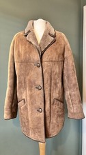Master Craftsmen Sheepskin Button Front Brown Coat Ladies 12 14
