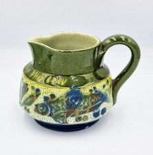 VICTORIAN ARTS & CRAFTS LAUDER BARUM "STRAIGHT FROM THA COW" CREAM JUG c1890