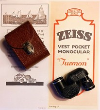 TURMON 8X21 CARL ZEISS JENA Monocular Leather Case & Brochure (Facsimile)
