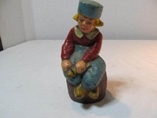 1930s DUTCH BOY ON BARREL OLD CAST IRON BANK