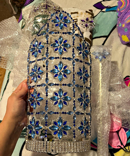 Silver blue floral round - silver,