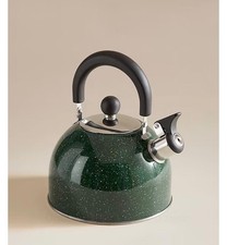 Green enamel whistling kettle - green,