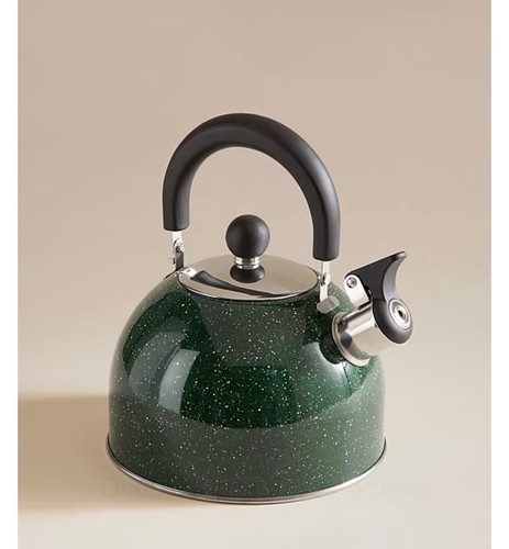 Green enamel whistling - enamel, kettle
