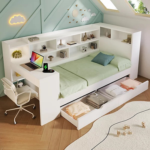 3ft single daybed with desk - with,