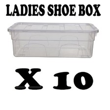 10 x PLASTIC LADIES SHOE BOX
