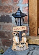 Garden Ornament Solar Powered Animal Meerkat Welcome Lamp Patio Decor