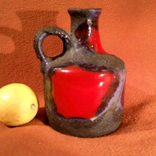 Very Rare Roth Pottery 1970s Vase In Gorgeous Design Mod 4300 Fat Lava