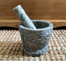 Small 5 Inch Natural Granite Grey Green Stone Spice Herb Crusher Pestle & Mortar