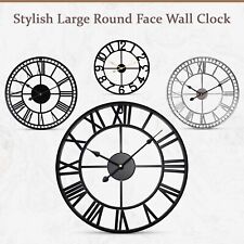Extra Large Metal Roman Numerals Wall Clock Big Skeleton Giant Open Round Face