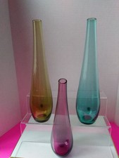 Limited Edition Retired IKEA Hand Blown Art Glass Bud Vases Set of 3 