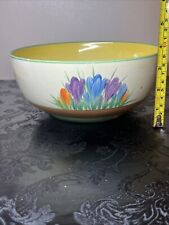 Clarice Cliff Crocus LARGE Bowl (21.5cm Dia) Old And Rare Excellent Condition
