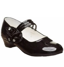 GIRLS PATENT WEDDING SHOES UK 4 SATIN ROSETTES HOLY COMMUNION BRIDESMAID SHOES