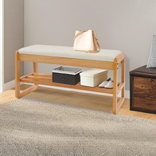 Entryway Shoe Bench Boots Rack Shoes Stand Stool W/ Cushion & Storage Space Home