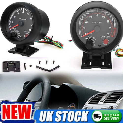 Red led car tachometer - red,