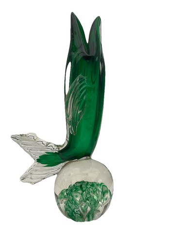 Green fish glass - glass, ornament