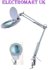 60 COOL WHITE LED ILLUMINATED MAGNIFIER DESK TABLE LAMP LIGHT GLASS