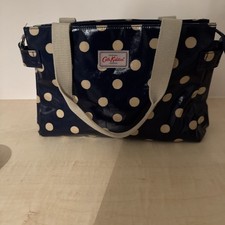 Cath Kidston Oilcloth Blue Button Spot Handbag Excellent Condition