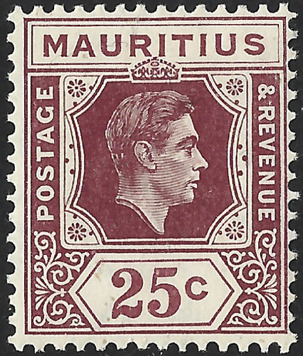 Mauritius 1938 kgvi 25c - mauritius, 1938-49
