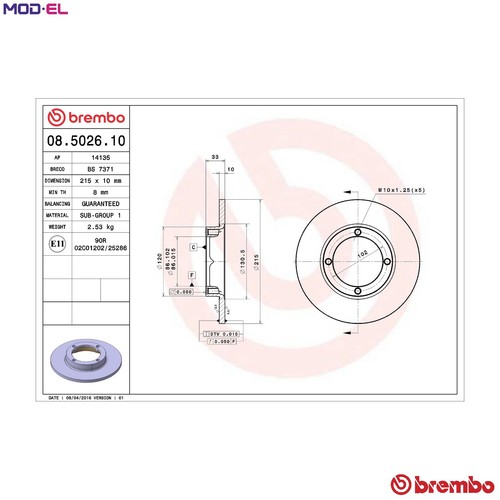 Brake disc 5026 10 for - disc,