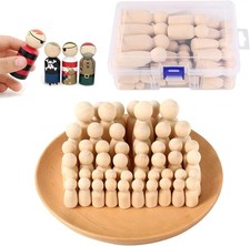 Wooden Peg Dolls Unfinished People, 50 Pcs Natural Pegs People Shape... 