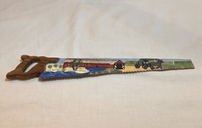 Folk Art Mini Saw Train Horse Buggy CountrySide Travel Scene 12” Folk Art Magnet