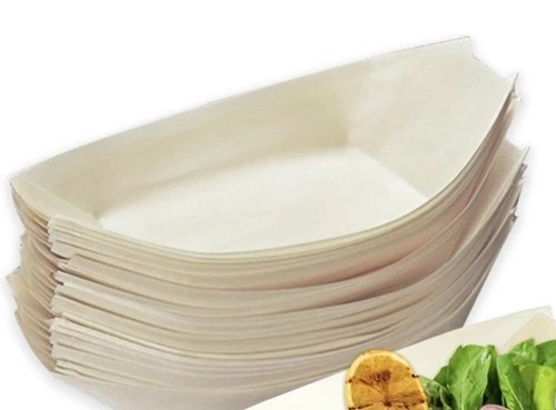 Wooden bowl boat serving food - boat,
