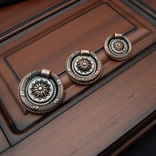 MFYS Antique Bronze Copper Vintage Dresser Pulls Ring Drop Drawer Knobs Pull