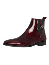 Jeffery West Men's Guitar Leather Chelsea Boots, Red